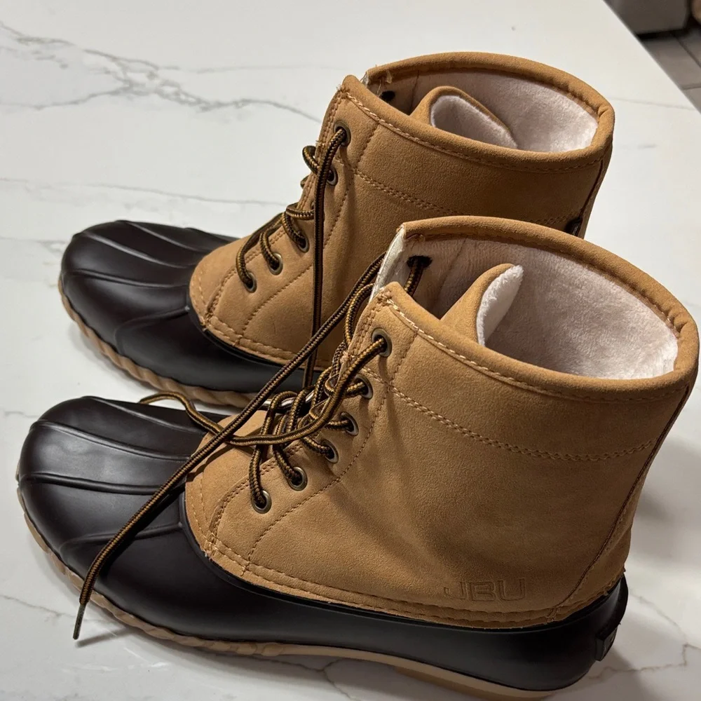 JBU Men's Tan and Dark Brown Rain Boots